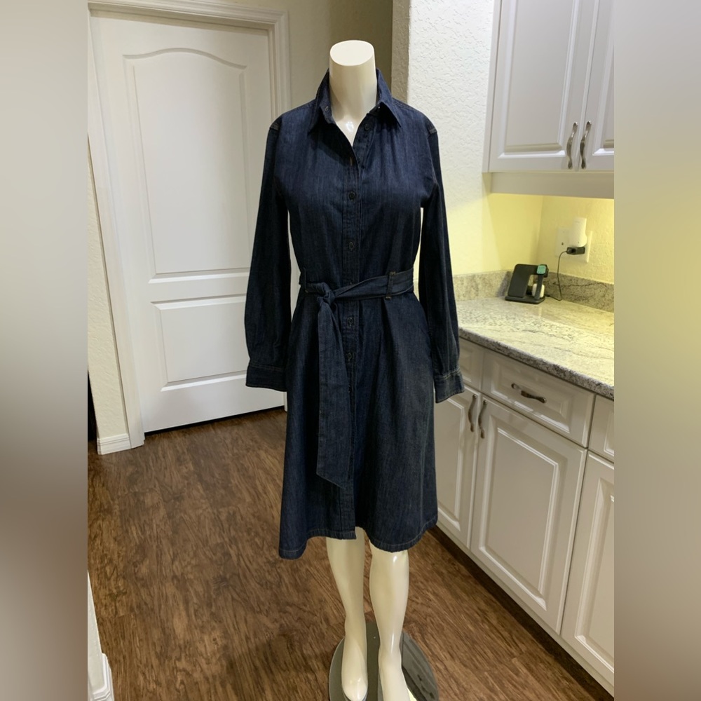 Lauren Ralph Lauren Denim Shirt Dress Color Dark Blue Size 4P NWT